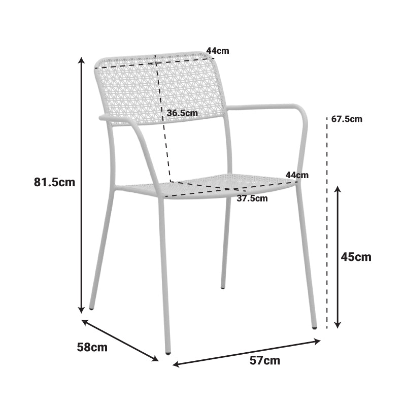 Πολυθρόνα Federal Στοιβαζόμενη Κρεμ Μέταλλο 57x58x81.5