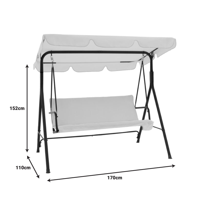 Κούνια Κήπου Globo Μέταλλο Μαύρο-Ύφασμα Γκρι 170x110x153