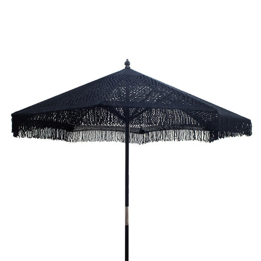 Ομπρέλα Brilie Ξύλο-Μακραμέ Φ2.70X2.60m Μαύρο