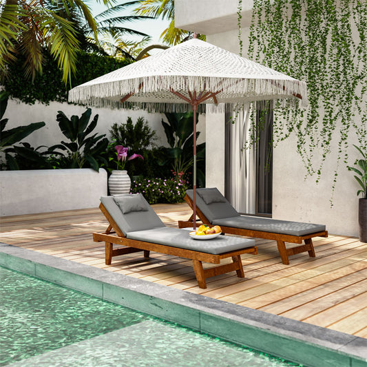 Ομπρέλα Brilie Ξύλο-Μακραμέ Φ2.70x2.60m Εκρού