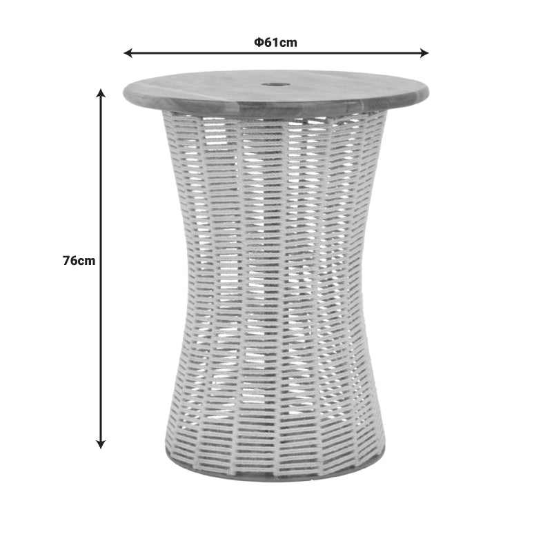 Τραπέζι Lemelo Μέταλλο-Sal Wood-Γιούτα σε Εκρού Απόχρωση Φ61x76