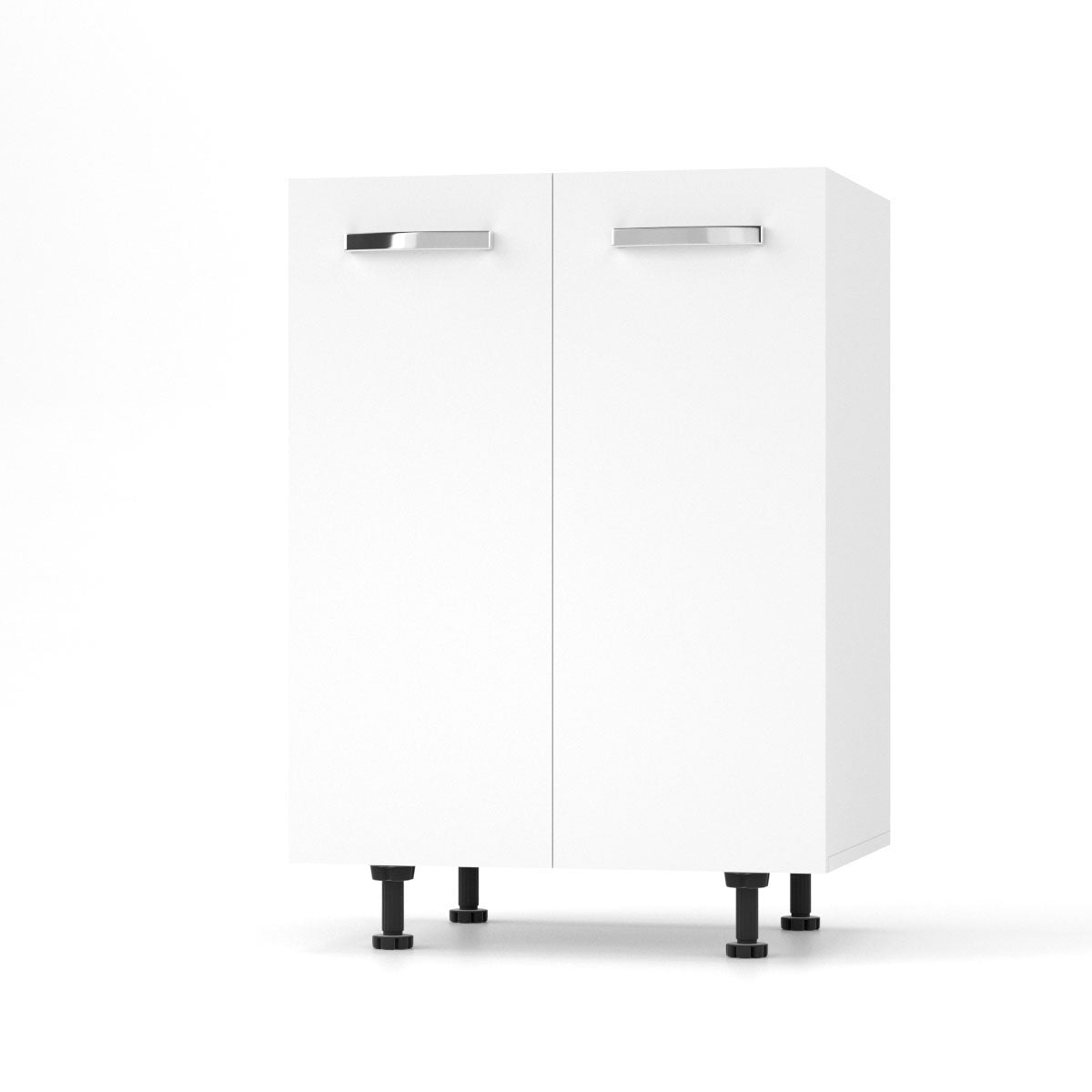 Charlotte Κάτω Ντουλάπι 60x46.5x82 με Μεταλλικά Χερούλια Λευκό