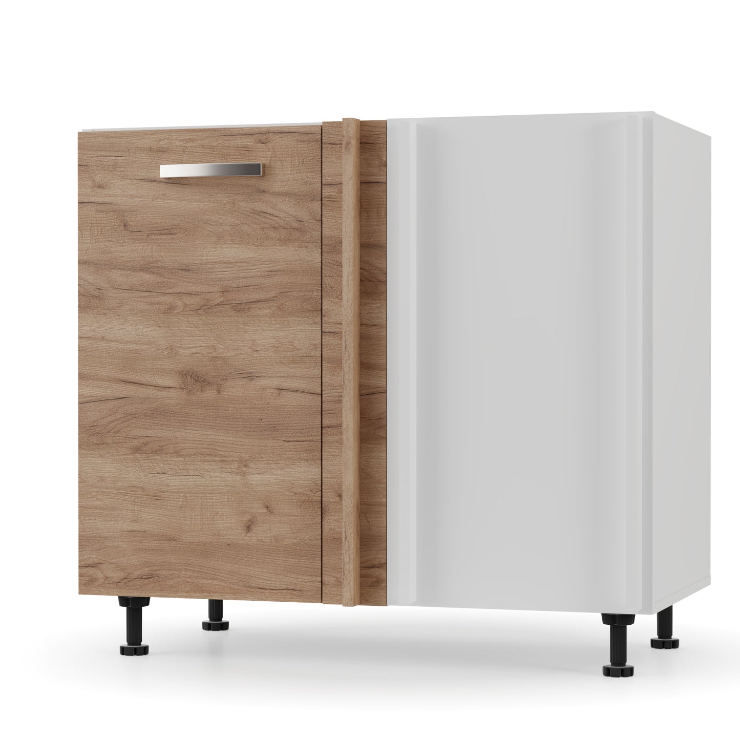 Charlotte Κάτω Ντουλάπι Γωνίας 90x50x82 με Μεταλλικά Χερούλια Χρυσός Δρυς