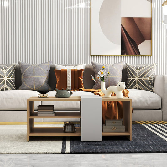 Τραπέζι Σαλονιού Cozeto σε Φυσική-Λευκή Απόχρωση 100x53x41.5