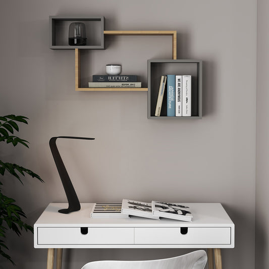 Ράφι Τοίχου Beldra σε Φυσική με Γκρι Cement Απόχρωση 84x15x57.8