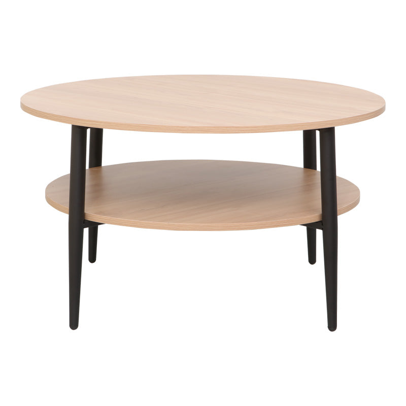 Τραπέζι Σαλονιού Kody σε Φυσική Απόχρωση με Μαύρα Μεταλλικά Πόδια Φ80x45