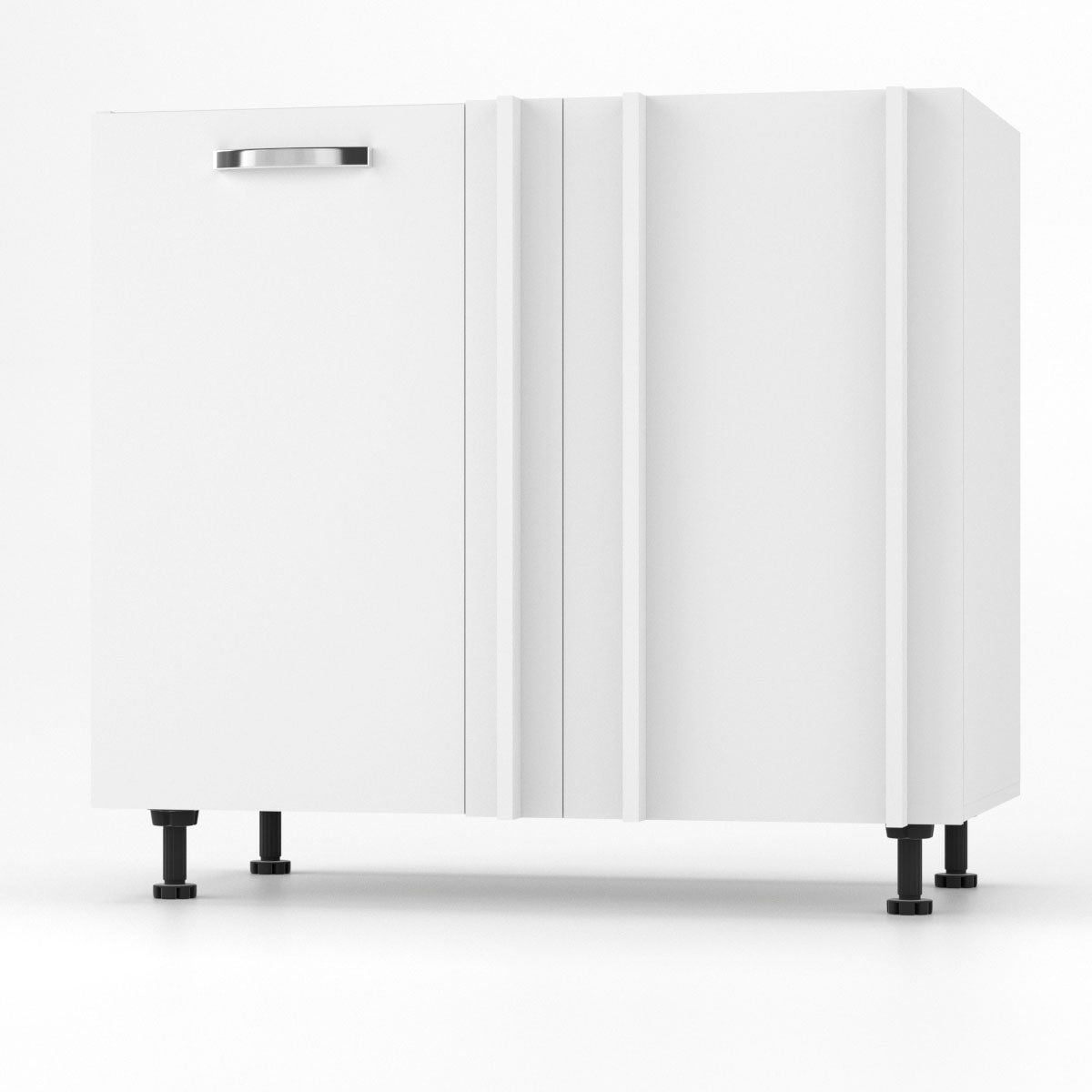 Charlotte Κάτω Ντουλάπι Γωνίας με Μεταλλικά Χερούλια Λευκό 90x50x82