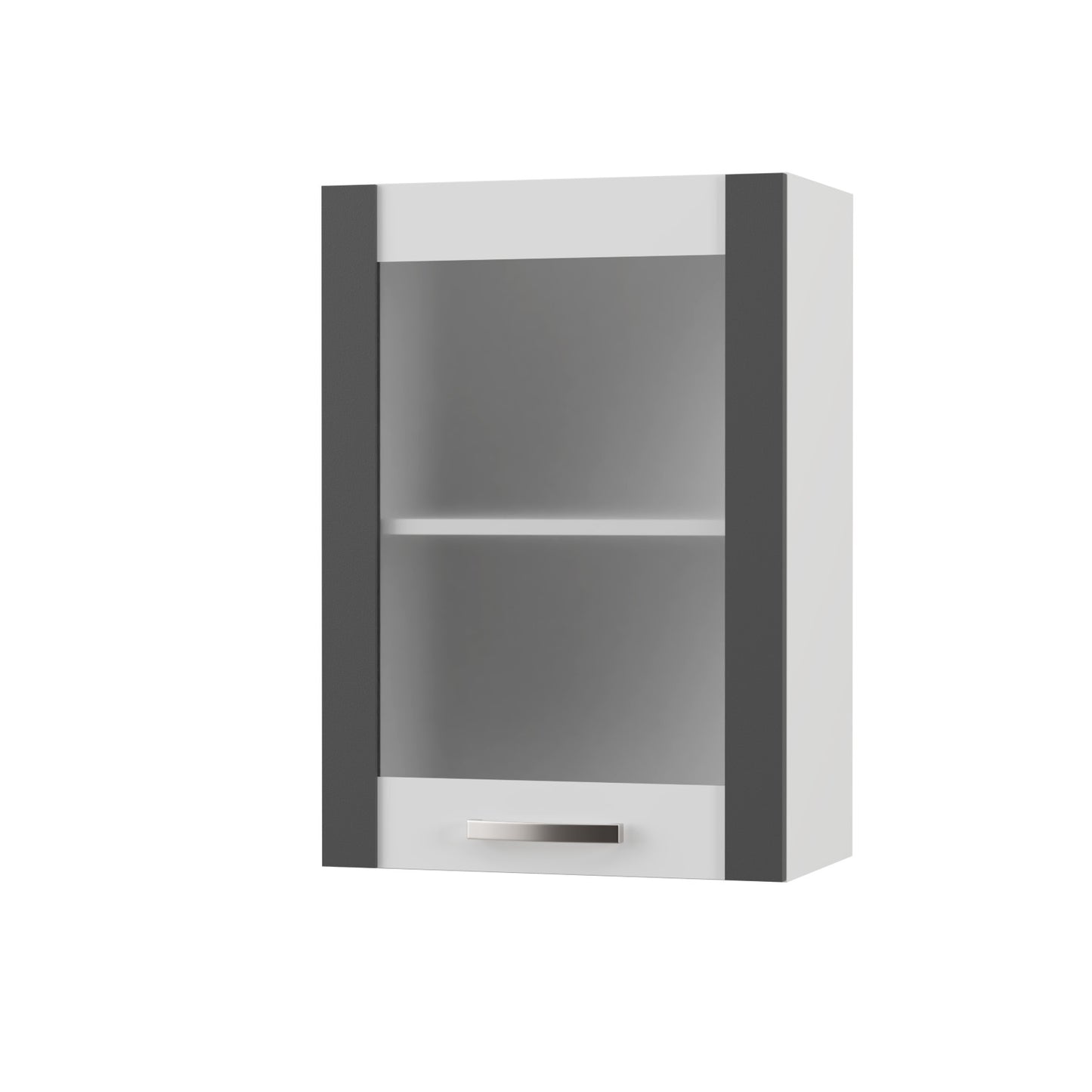 Charlotte Πάνω Ντουλάπι με Τζάμι Δεξί 50x30.5x71.8 με Μεταλλικά Χερούλια Γραφίτης