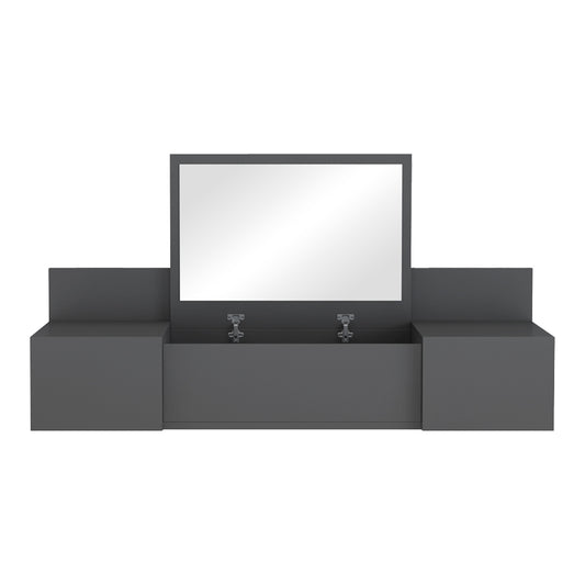 Τουαλέτα Κρεβατοκάμαρας Paltar Κρεμαστή με Καθρέπτη σε Γκρι Απόχρωση 100x39.1x33