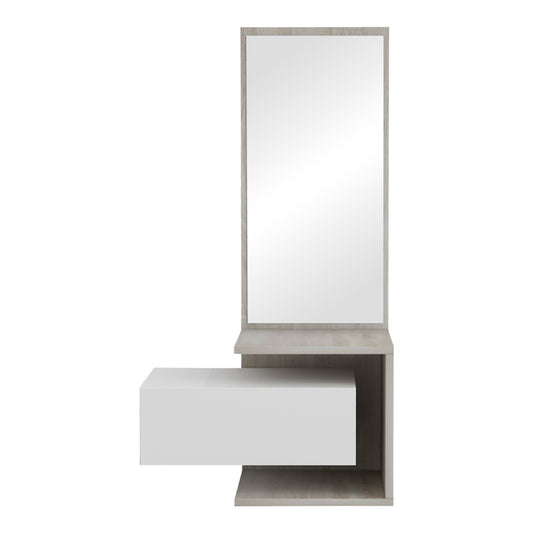 Τουαλέτα Κρεβατοκάμαρας Kendi Κρεμαστή με Καθρέπτη σε Λευκό-Sonoma Απόχρωση 49.1x31.3x90