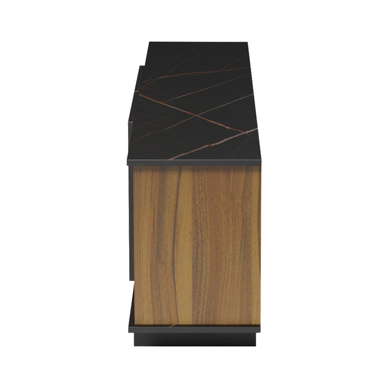 Έπιπλο Τηλεόρασης Zafore σε Καρυδί Απόχρωση με Μαύρο Μαρμάρου 180x33x50