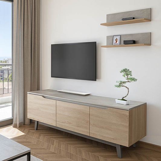 Σύνθετο Σαλονιού Kasia σε Μπεζ Μαρμάρου-Sonoma Απόχρωση 180x35x48.5