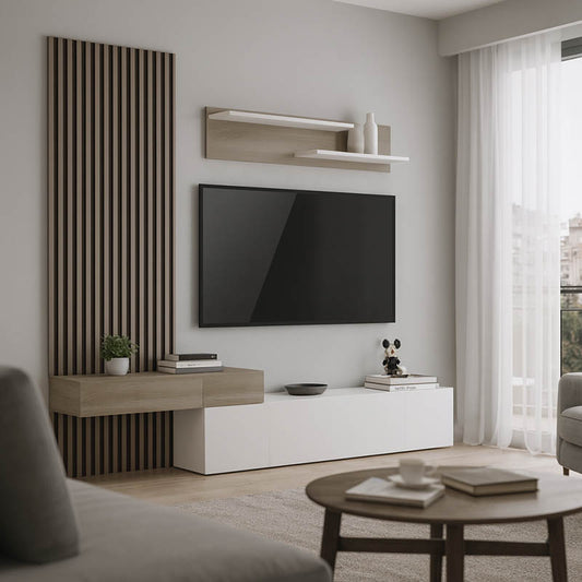 Σύνθετο Σαλονιού Litende σε Λευκή-Sonoma Απόχρωση 249.4x42.2x199.5