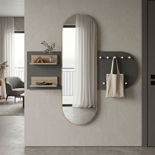 Κρεμάστρα με Καθρέπτη Baunty Sonoma-Ανθρακί 125x11x122