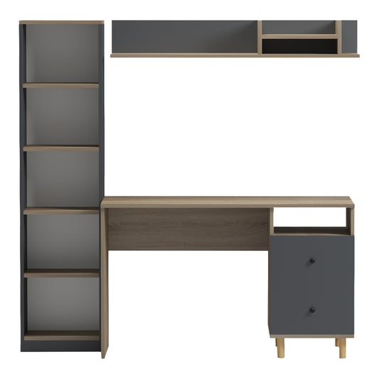 Σύνθεση Γραφείου Kontor Sonoma-Ανθρακί 120x50x160