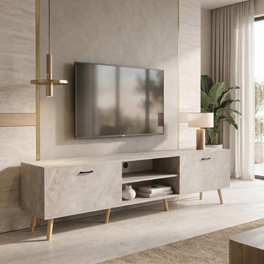 Έπιπλο Τηλεόρασης Gorna Μπεζ Εφέ Μαρμάρου 180x35x48.6