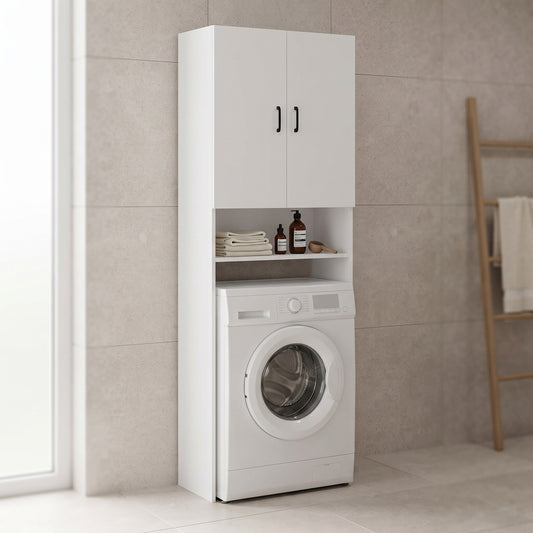 Tzelio Washing Machine Cabinet, White, 65x30x180