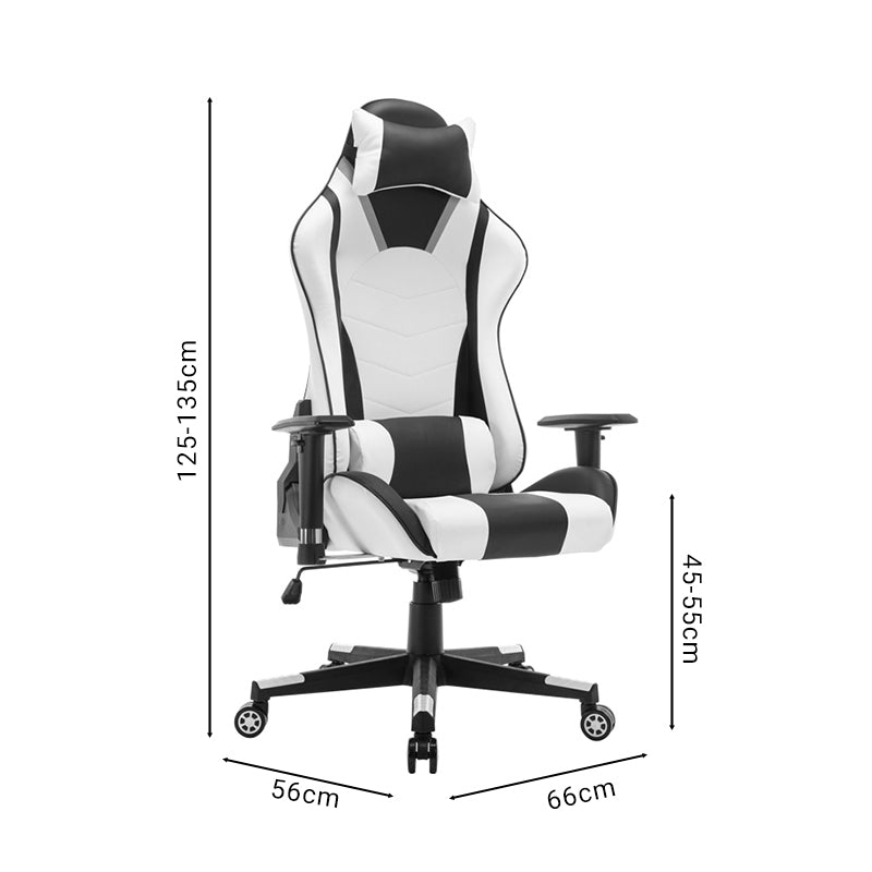 Καρέκλα Γραφείου Gaming Mazol PU Μαύρο-Λευκό 66X56X135