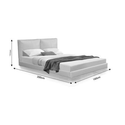 Κρεβάτι Διπλό Jessie Floating Style Με LED-PU Εκρού 160X200