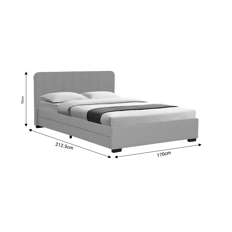 Κρεβάτι Διπλό Veloty Ύφασμα Μπεζ Με Συρτάρια 150X200