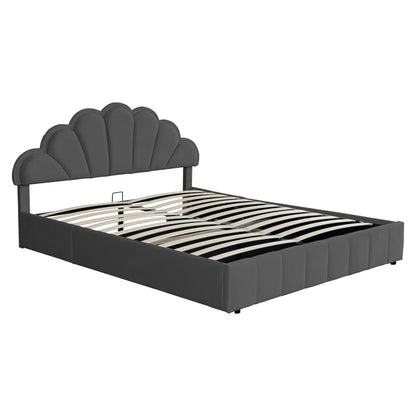 Κρεβάτι Διπλό Wardie Βελούδο Ανθρακί Με Αποθηκευτικό Χώρο 160X200