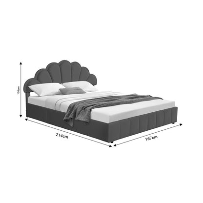Κρεβάτι Διπλό Wardie Βελούδο Ανθρακί Με Αποθηκευτικό Χώρο 160X200