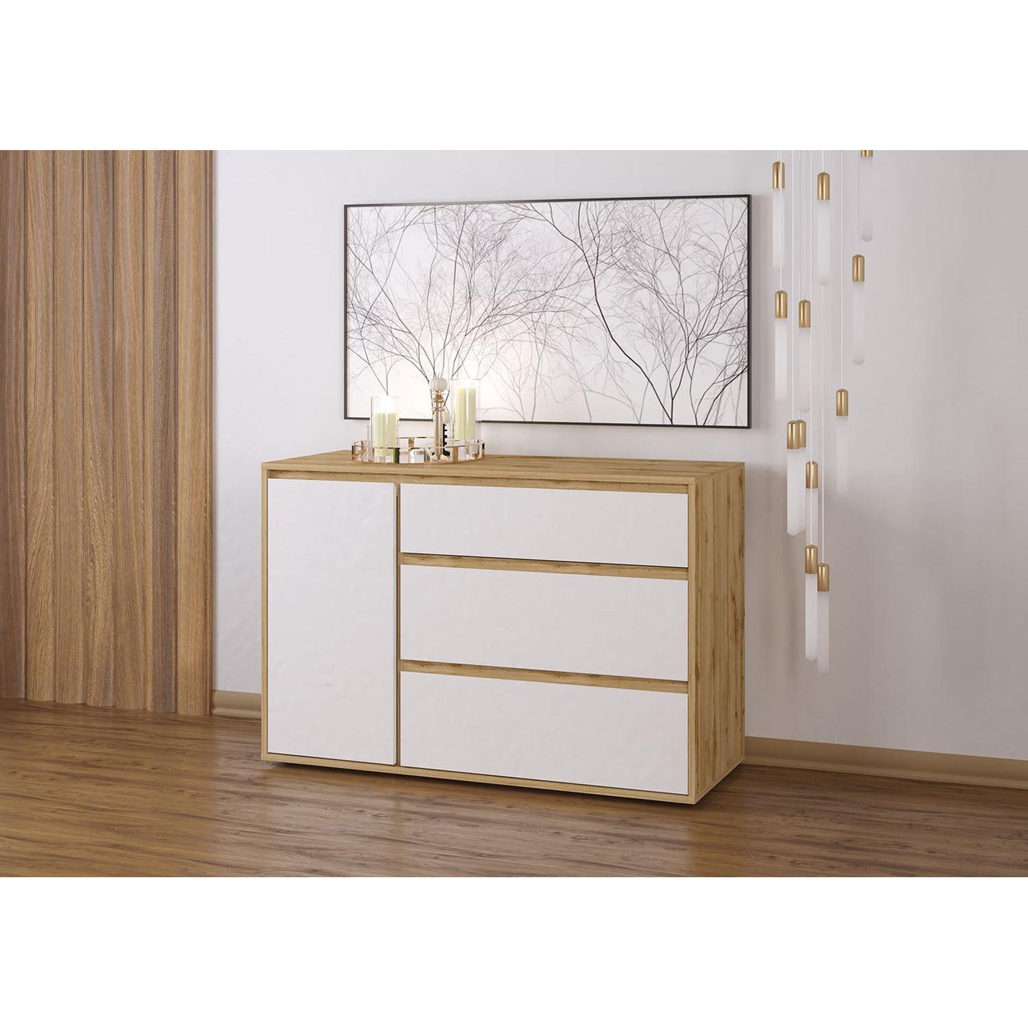 Μπουφές Nitro Soft Λευκό με Βελανιδιά 120x40x80