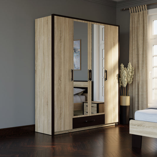 Ντουλάπα Τετράφυλλη Scarlet Sonoma-Wenge 180x58x212