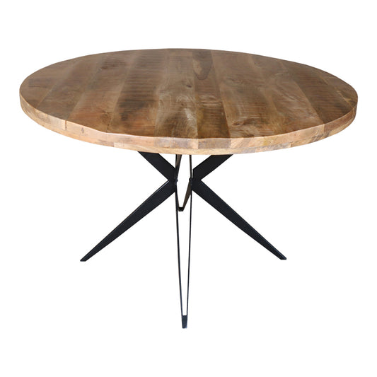 Τραπέζι Bocco Ι Ξύλο Mango Φυσικό 3εκ με Μαύρα Μεταλλικά Πόδια Φ150x77