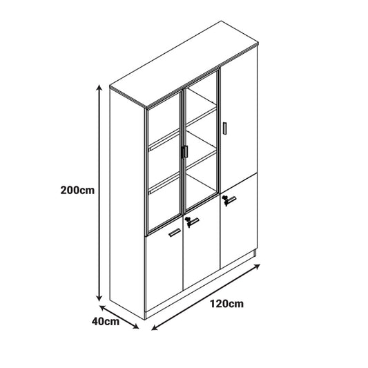 Ντουλάπα Γραφείου Επαγγελματική Oscar σε Καρυδί-Ανθρακί Απόχρωση 120x40x200