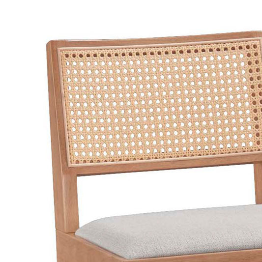 Σκαμπό Bar Winslow Ξύλο Rubberwood Ανοικτό Καρυδί-PVC Rattan Φυσικό-Ύφασμα Γκρι 44.5x46x98