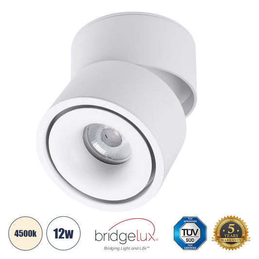 OMEGA-S 60298 Επιφανειακό LED Spot Downlight Φ10cm 12W 1560lm 36° AC 220-240V IP20 Φ10 x Υ10.5cm - Στρόγγυλο - Λευκό - Φυσικό Λευκό 4500K - Bridgelux COB