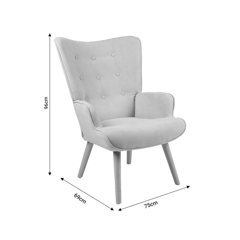 Πολυθρόνα Fluffy Βελούδο Μπεζ-Φυσικό Πόδι 75x69x96