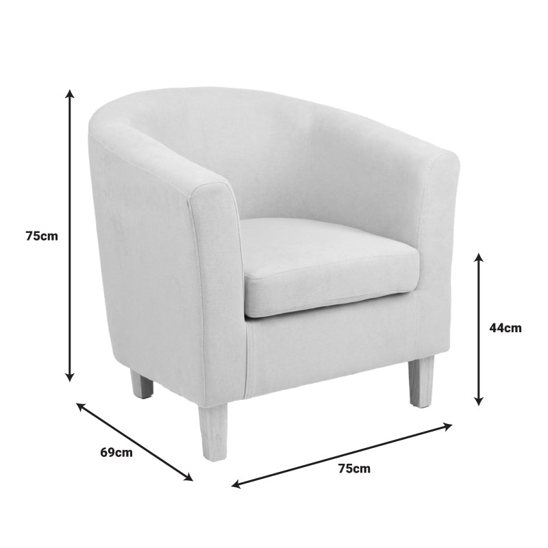 Πολυθρόνα Tronmo Κρεμ Ύφασμα και Πόδι Rubberwood σε Φυσική Απόχρωση 75x69x75