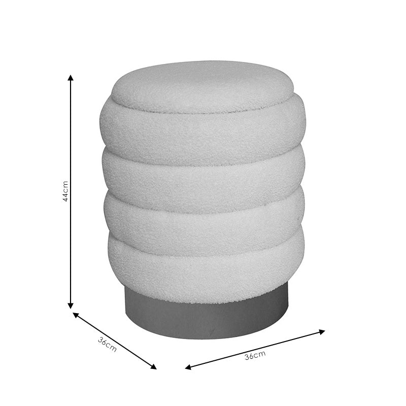 Σκαμπό-Μπαούλο Dazzle Μπουκλέ Cream-Χρυσό Φ36x44