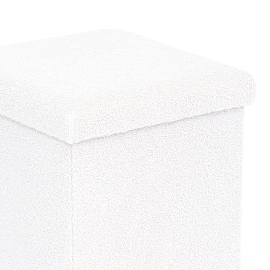 Σκαμπό-Μπαούλο Crystal Μπουκλέ Ύφασμα σε Ivory Απόχρωση 38x38x38