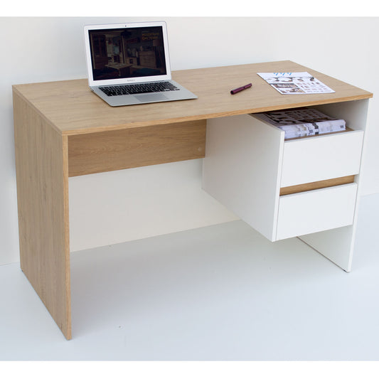 Γραφείο Ho Λευκό με Φυσικό Μοντέρνα Σχεδίαση με Συρτάρια 120x55x75