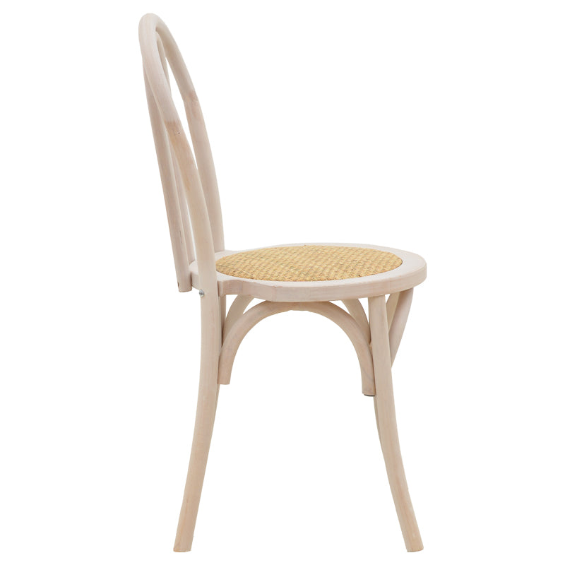 Καρέκλα Azhel White Wash Ξύλο Οξιάς-Έδρα Φυσικό Rattan 41X50X89