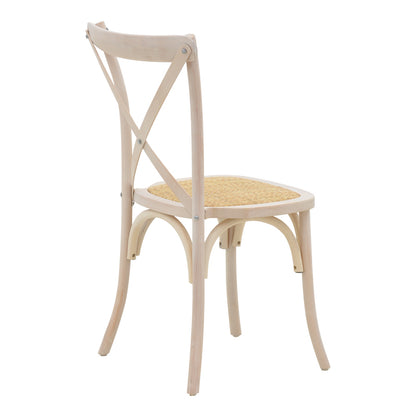 Καρέκλα Dylon White Wash Ξύλο Οξιάς-Έδρα Φυσικό Rattan 48X52X89