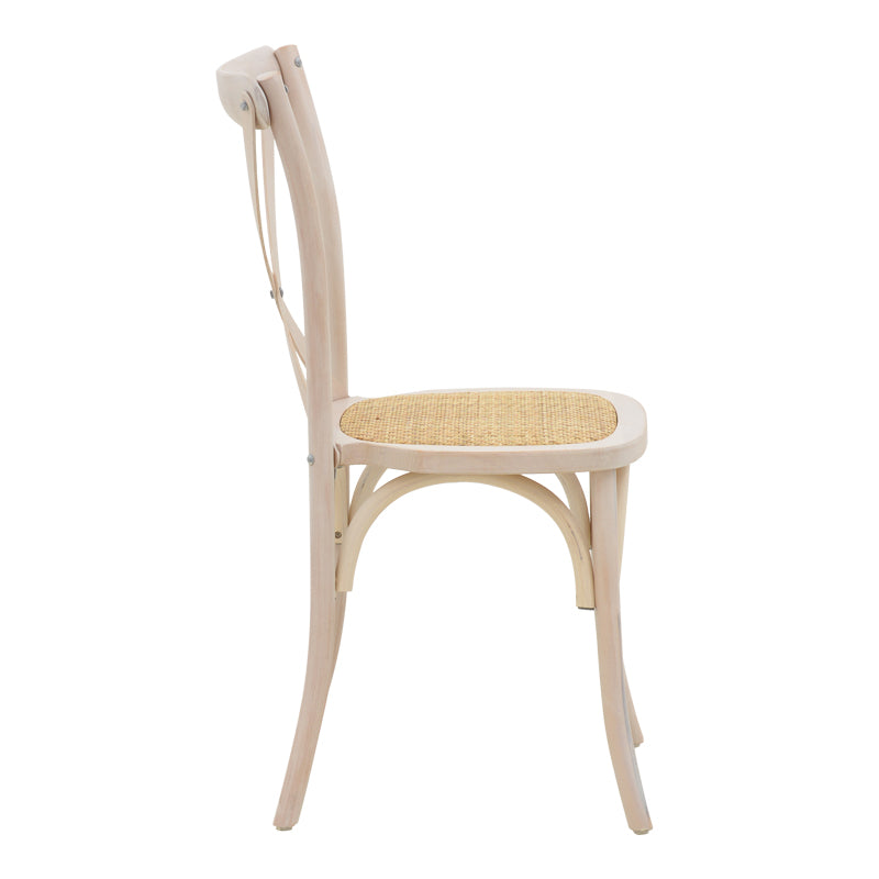 Καρέκλα Dylon White Wash Ξύλο Οξιάς-Έδρα Φυσικό Rattan 48X52X89