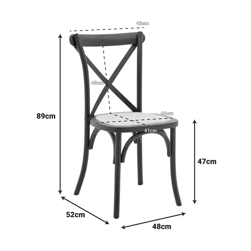 Καρέκλα Dylon Στοιβαζόμενη Ξύλο Οξιάς-Rattan Άβαφη 48x52x89