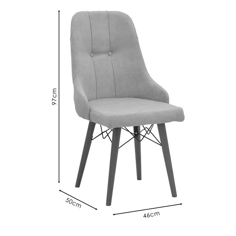 Καρέκλα Elif Εκρού Ύφασμα-Καρυδί Πόδι 46X50X97