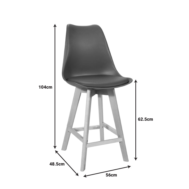 Σκαμπό Μπαρ Gaston Μαύρο PP-PU και Ξύλινο Πόδι σε Φυσική Απόχρωση 48.5x56x104