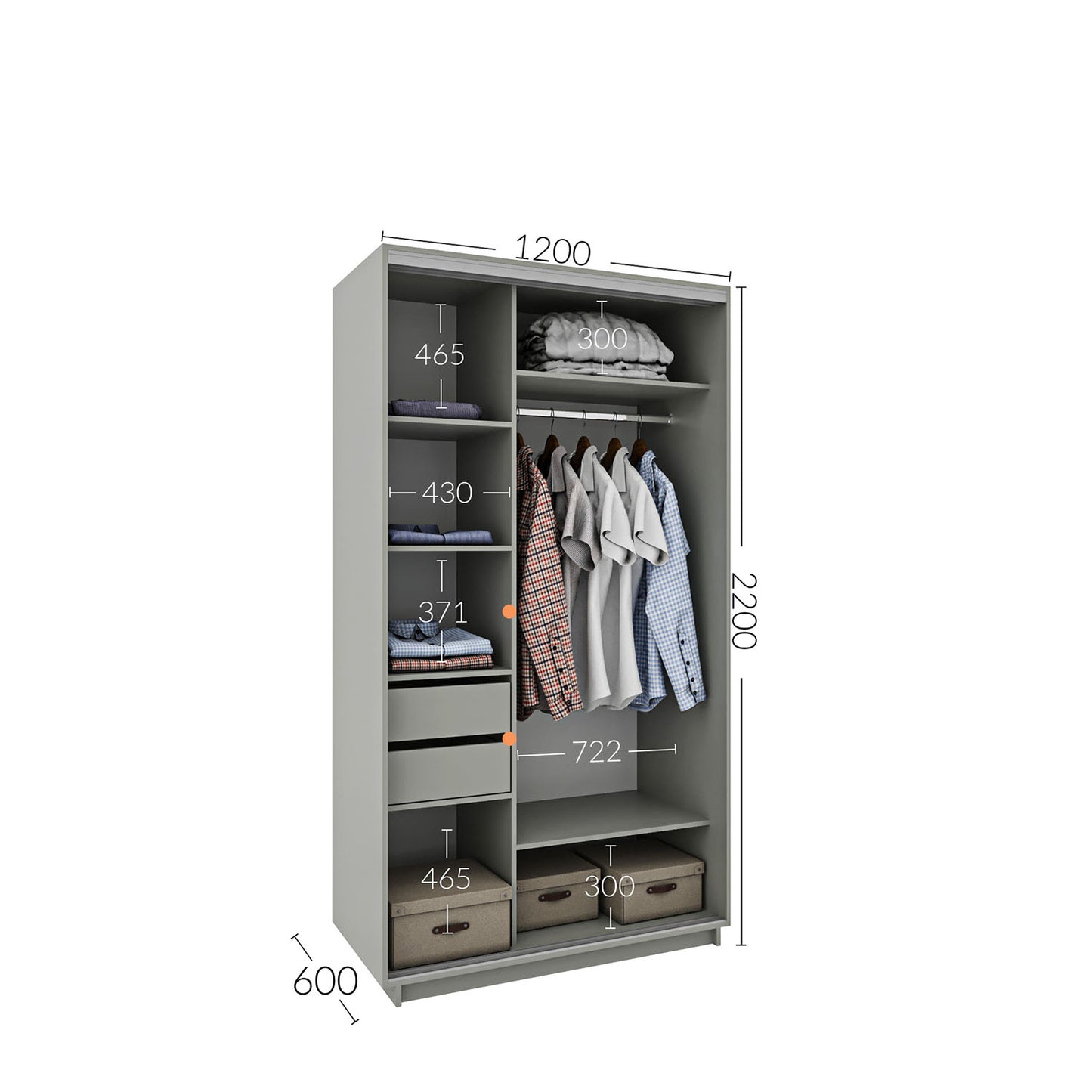 Ντουλάπα Diamont Λευκό 120x60x220