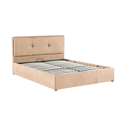 Κρεβάτι Διπλό Sonnie Με Αποθηκευτικό Χώρο Βελούδο Καφέ 150X200