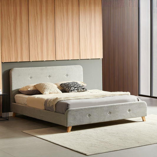 Κρεβάτι Διπλό Restel Ύφασμα Γκρι-Μπεζ 160x200εκ