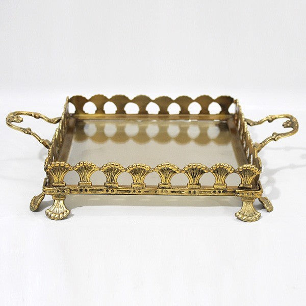 ΔΙΣΚΟΣ ΓΥΑΛΙΝΟΣ ΜΕ ΜΕΤΑΛΛΙΚΑ ΤΕΛΕΙΩΜΑΤΑ ΑΝΤΙΚΕ ΧΡΥΣΟ-ΜΕΛΙ ΓΥΑΛΙ 36x27x7