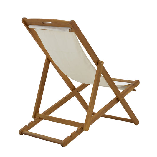 Σεζλόνγκ Franclow Ξύλο Ακακίας Φυσικό-Πανί PVC Λευκό