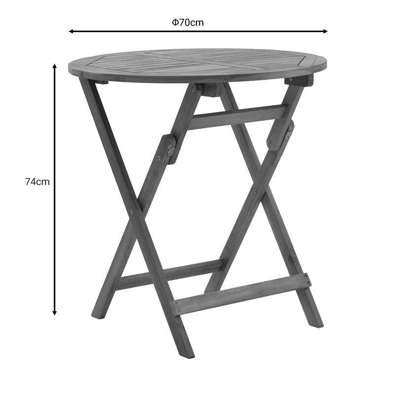 Capruva Folding Table Natural Acacia Wood Φ70x74