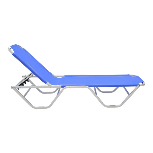 Ξαπλώστρα Dessie 5 Θέσεων Ανάκλισης Αλουμινίου Στοιβαζόμενη Textilene Μπλε 56x188x30